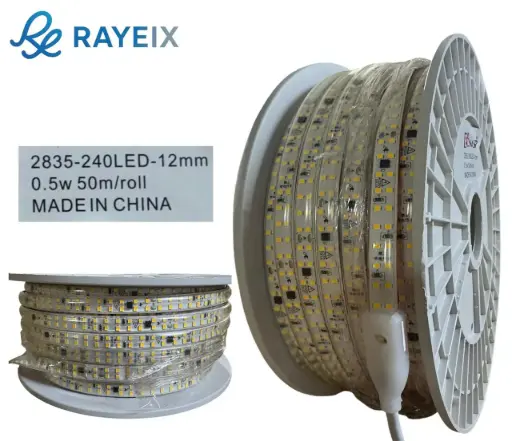 {ابيض وي ورم }بكره شريط بروفيل 220فولت ع تيار بجراب سيليكون 240ليديه 